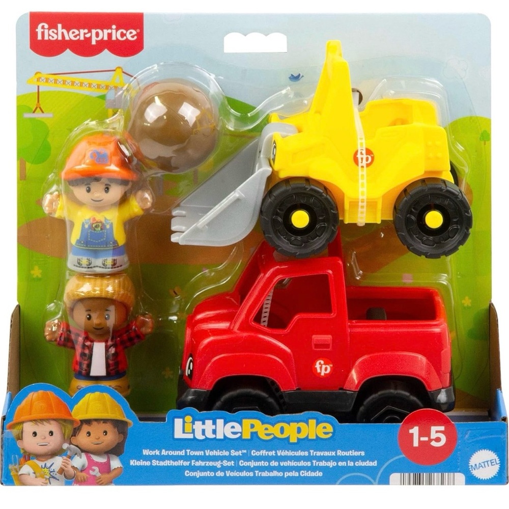 Fisher-Price Little People Construction Vehicle Set - Red and Yellow